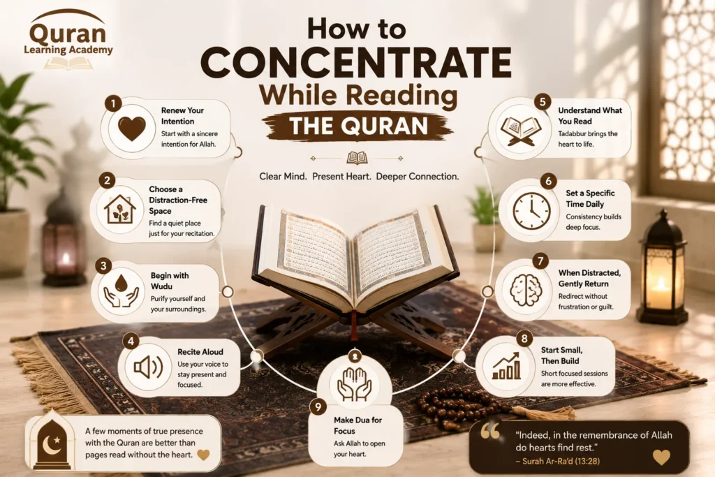 How to Concentrate While Reading Quran: 9 Practical Steps That Work